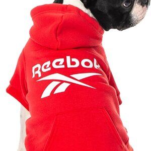 NWT Reebok Dog Hoodie – Fleece Dog Sweater with Leash Hole, Cold Winter Red